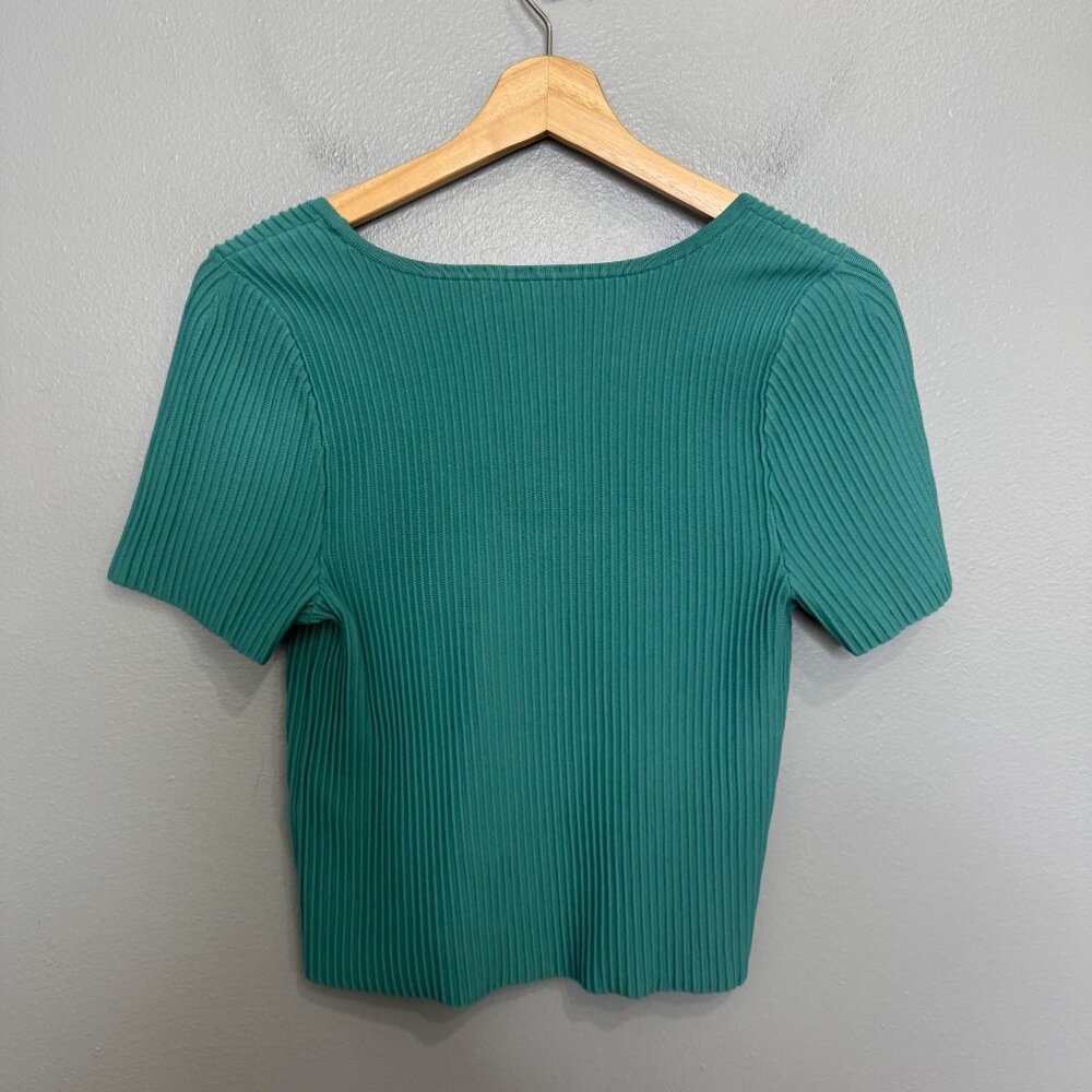 MADEWELL ottoman crop sweater tee in teal size L - Picture 6 of 7